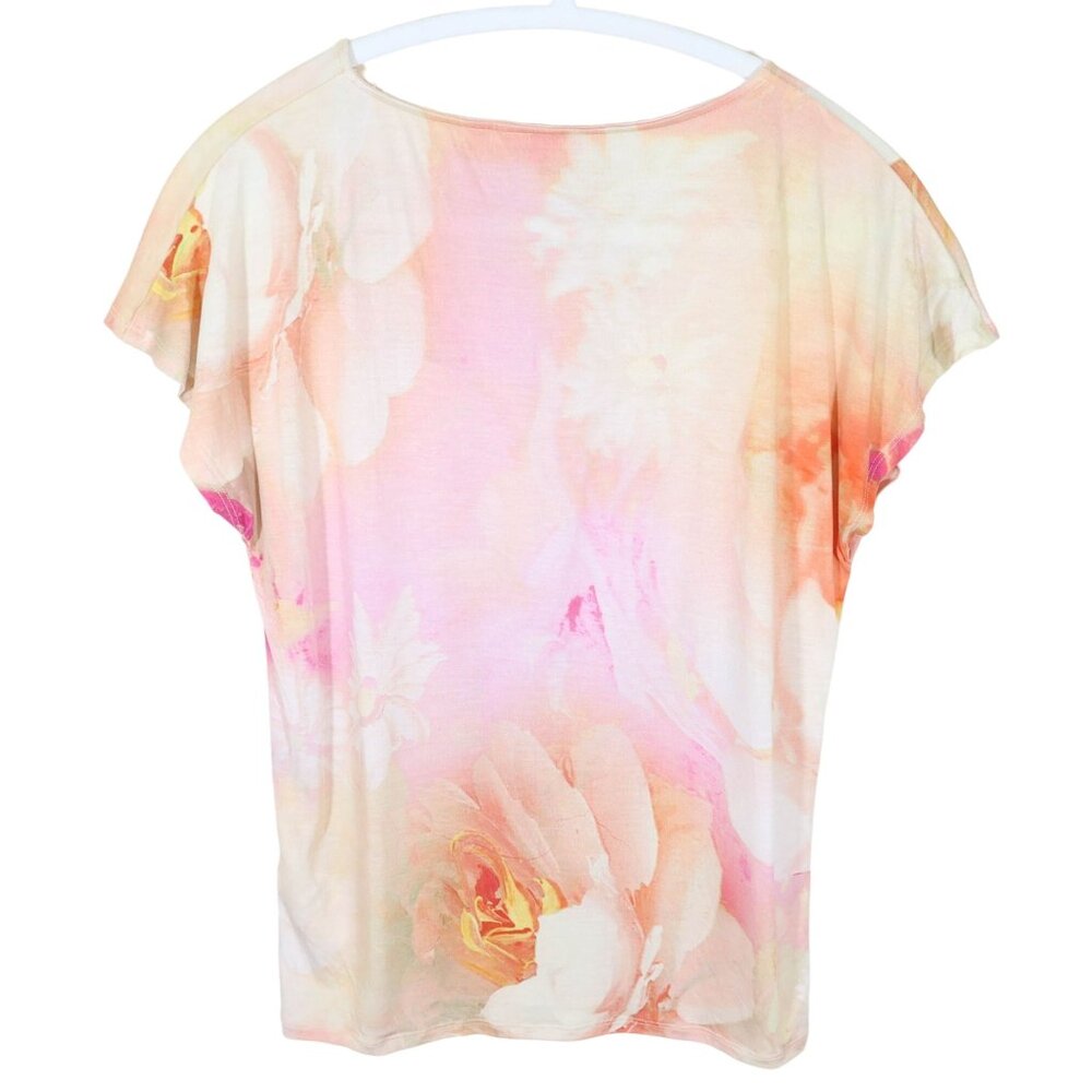 TED BAKER Lagita Watercolor Rose Tee Dolman Sleeve Lyocell Knit Top Size 0 XS - Picture 2 of 4